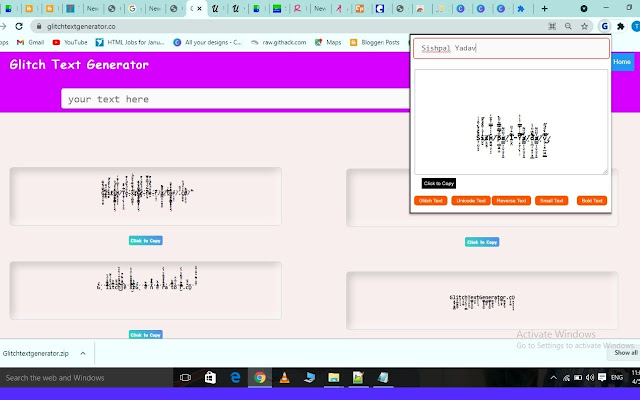 Glitch Text Generator [Pro]> Glitch Fonts  from Chrome web store to be run with OffiDocs Chromium online